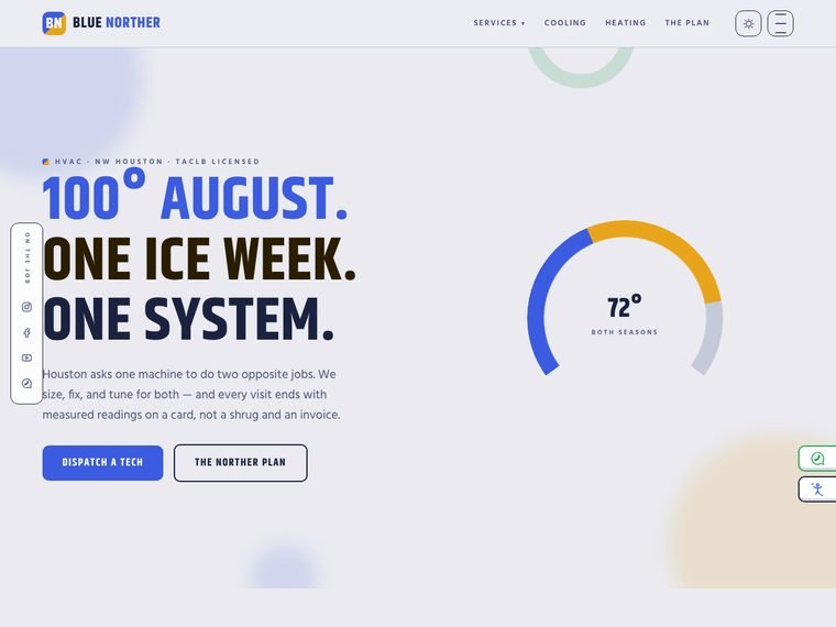 Blue Norther — HVAC demo website by Spring Web Designer