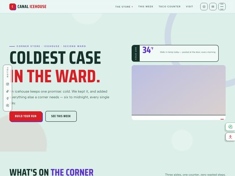 Canal Icehouse — Icehouse bar demo website by Spring Web Designer