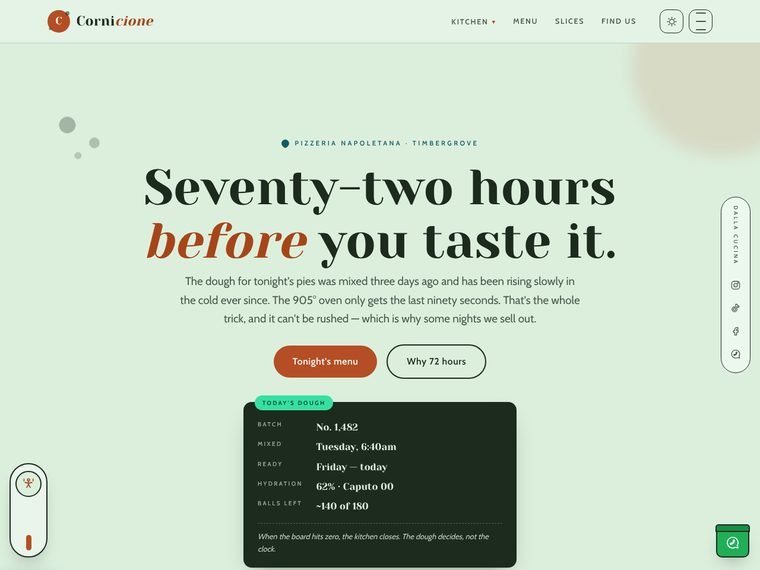 Cornicione — Pizzeria demo website by Spring Web Designer