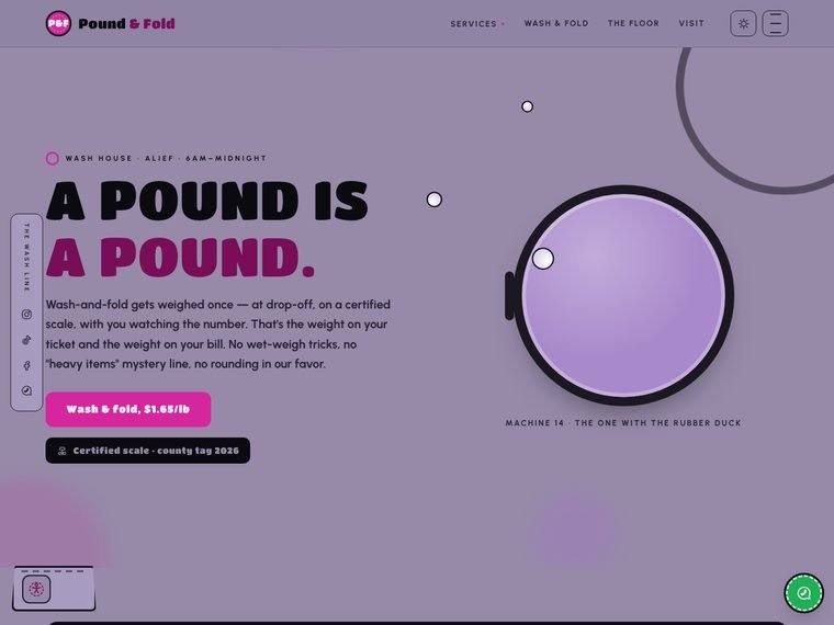 Pound & Fold — Laundromat demo website by Spring Web Designer